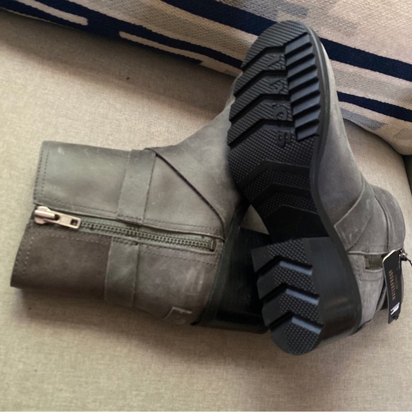 Sorel cate buckle quarry gray waterproof zipper heels boots NWT 7M - Picture 8 of 11